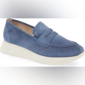 NEW PAUL GREEN ALEXA PLATFORM LOAFERS IN LAKE SOFT SUEDE 6.5 UK 9 US